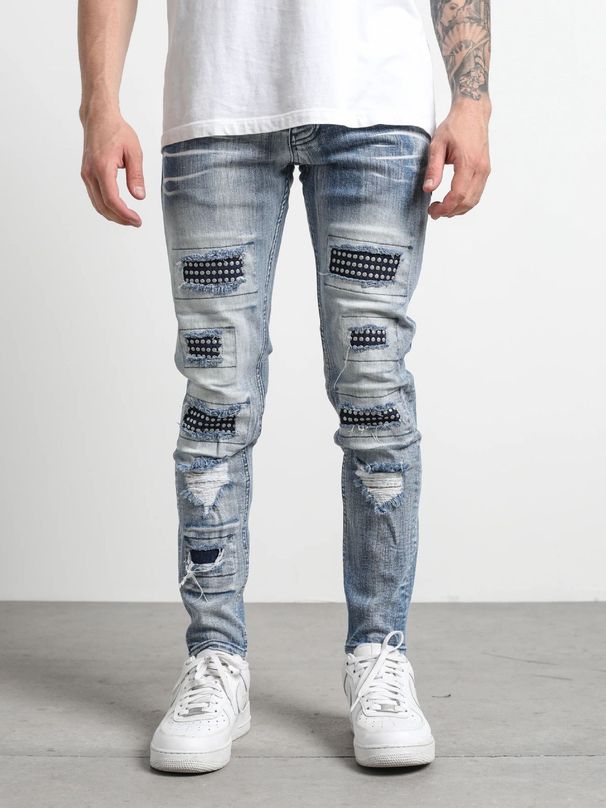 Men's Clothing High-quality Men's Worn-out Stretch Jeans Skinny Jeans Men's Jeans_mkmklike.com