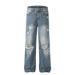 American Style Washed Distressed Jeans For Men Street Fashion Brand Vintage White Contrast Loose Straight Draped Long_mkmklike.com