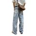 Men's Vintage Distressed Paint-Splatter Jeans – Loose Straight Leg & Streetwear Style | Washed Denim | Oversized Fit | Urban Graffiti Aesthetic_mkmklike.com