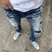 Men's Clothing Men's Stretch Slim Fit Skinny Jeans Style Light Luxury Distressed Patched Trousers Trendy Paint Splatter Denim_mkmklike.com