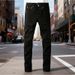 Unisex Cleanfit Stacked Flared Jeans, Matte Black Plain, Breathable For Summer_mkmklike.com