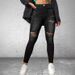 Women's Clothing High Street Fashion Personality Ripped Women's Elastic Slim Fit Denim Pants_mkmklike.com