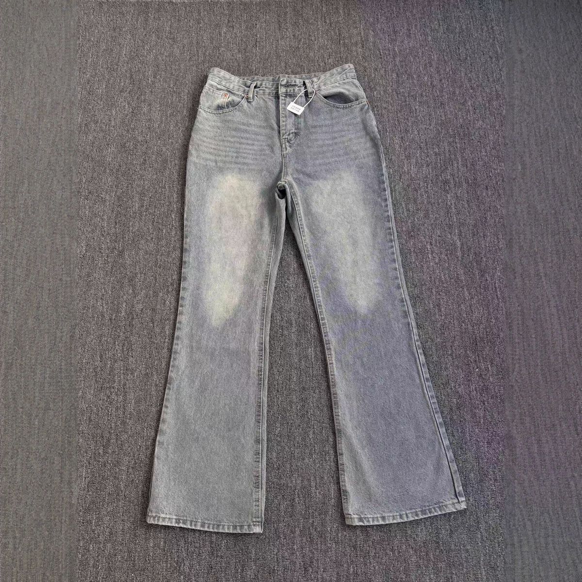 Men's Light Blue Flared Jeans Slim Fit Vintage Washed Cotton Cleanfit Casual Pants For All Seasons Fashion Trends_mkmklike.com