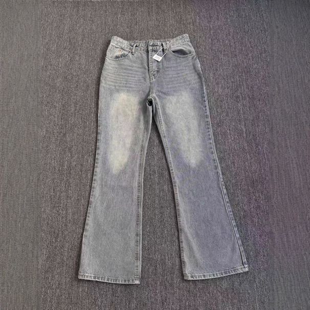 Men's Light Blue Flared Jeans Slim Fit Vintage Washed Cotton Cleanfit Casual Pants For All Seasons Fashion Trends_mkmklike.com