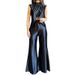 Women's Clothing Summer New Fashion Two-piece Summer Slit Loose Flared Pants Set_mkmklike.com