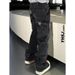 Men's Clothing Men's High Street Retro Cool Wide Leg Jeans Loose Straight Leg Five Pointed Star Patchwork Leather Long Pants Autumn Style_mkmklike.com