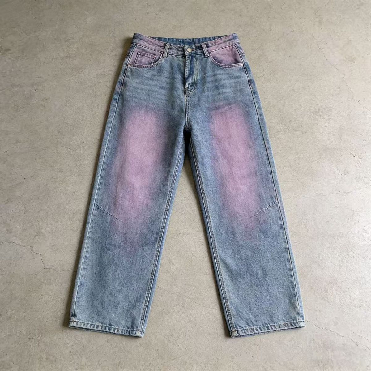 Men’s Vintage Washed Denim Jeans – Classic Straight Fit With Whisker & Distressed Details (S-3XL, Polyester Blend, Streetwear Essential)_mkmklike.com