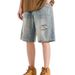 Men's Summer Denim Shorts Style Distressed Retro Washed Loose Fit Five Point Cool Trendy Pants_mkmklike.com