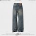 Men's Clothing retro washed jeans high street distressed drape brand slim hip hop versatile wide leg trousers_mkmklike.com