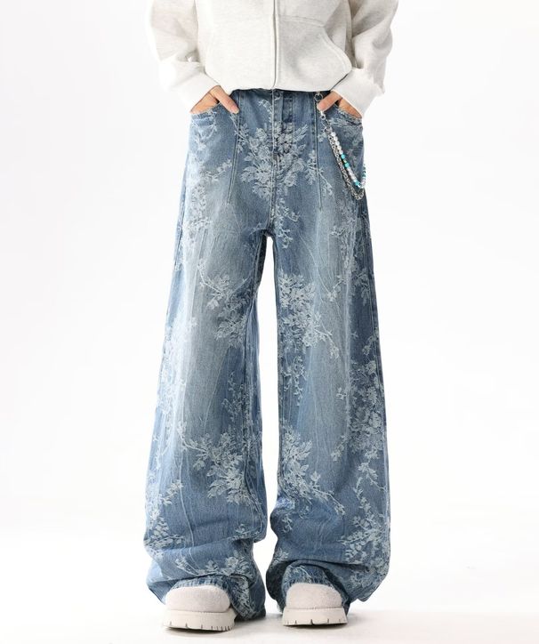 Vintage Washed Denim Jeans – Oversized Cargo Pants With Utility Pockets & Relaxed Fit (Unisex)_mkmklike.com