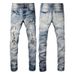 Men's Clothing High Street Fashion Brand Ripped Patch Jeans Men's American Pants Retro Stretch Slim High Street Denim_mkmklike.com