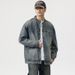Men's Clothing Retro Washed Denim Jacket Handsome Stand Collar Casual Jacket_mkmklike.com