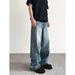 American Cleanfit Old Blue Jeans Men's Summer Trendy High Street Straight Versatile Loose Wide-leg Trousers_mkmklike.com