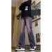 Men's Gradient Wash Vintage Jeans – High Street Baggy Straight-Leg Pants With Stretch Denim & Subtle Flare, Purple Ombre For Casual Streetwear_mkmklike.com