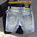 Men's Loose Fitting Thin Denim Shorts Paint Spotted Ripped Distressed Stretch Pants Culottes Riding Breeches_mkmklike.com