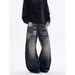 Wide Leg Jeans for Men And Women High Waist Retro Blue Loose Fit Slimming Floor Length American Straight Leg New Autumn Style_mkmklike.com
