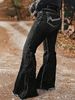 Women's Retro Style mid Rise Stretch Flared Jeans Embroidered Slimming Tight Fit Casual Denim Pants for Spring/Autumn & Summer_mkmklike.com