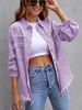 Chicco Cross-Border New European And American Style Solid Color Loose Fit Jacket Ripped Long Sleeve Women's Denim Shirt_mkmklike.com