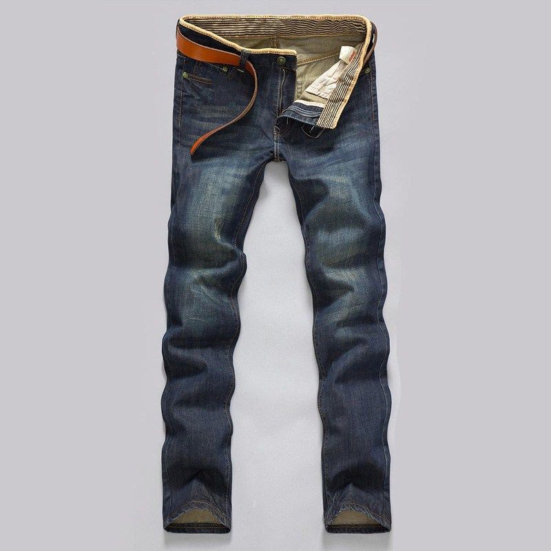 Korean Style Jeans Fashion Straight Slim Fit Men's Trendy Mid-Waist Long Pants Manufacturer Whoale Export Various_mkmklike.com