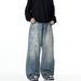 Men's Vintage Washed Distressed Denim Jeans - Loose Fit Casual Streetwear Pants With Splatter Design (Blue, Multiple Sizes Available)_mkmklike.com