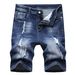 Men's Clothing Men's Denim Shorts Mid Length Pants Must Be Elastic Men's Jeans Ripped Men's Pants_mkmklike.com