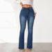 Women's Clothing Slim Fit Flared Pants Trousers Vintage Stretch Denim Jeans For Women - High Waist Flared Bootcut Pants With Retro Wash (Blue, S-XXL)_mkmklike.com