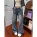 Women's High-Waisted Wide-Leg Jeans Unique Design Loose Fashionable Floor Length Spring Autumn Style_mkmklike.com