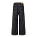 American High Street Wide-Leg Jeans With Patchwork Pockets, Unique Design, Stitched Topstitching, Slightly Flared Pants,_mkmklike.com