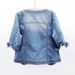 Women's Lightweight Denim Jacket, 3/4 Rolled Sleeve Round Neck Jean Coat, Casual Loose Fit Washed Denim Outwear For Daily Street Wear, Soft Breathable_mkmklike.com