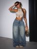 Women's Clothing Low Waist Loose Wide Leg Hot Girl Denim Trousers Mopping New Jeans_mkmklike.com