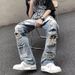 Loom High Trendy Brand European And American Street Hip Hop Ins Washed Ripped Jeans Men's Niche Design Beggar Pants_mkmklike.com
