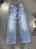 Men's Clothing Straight Leg Loose Wash Stitched Jeans Classic Straight Leg Washed Denim Jeans - Light Blue Vintage Distressed Casual Comfort Fit_mkmklike.com