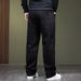 Men's Autumn And Winter Pure Black Jeans, Men's Thick And Warm Business Jeans, Plus Fat And Plus Size Jeans_mkmklike.com