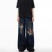 Men's Clothing Retro Distressed Beggar Hole Design Mopping Washed Jeans Niche High Street Loose Versatile Wide Leg Pants_mkmklike.com