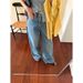 Yifu Classic Relaxed Fit Washed Straight-Leg Jeans For Women 2026 Spring Collection With Raw Edge Waistband Wide-Leg_mkmklike.com