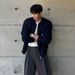 Lunar Apex MYQ Lazy Style Stand Collar Cardigan For Men Spring Loose Casual Jacket Korean Trend High-end Feel Top_mkmklike.com