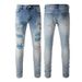 Men's Clothing Casual Versatile American High Street Graffiti Jeans Men's Ripped Diamond Patch Slim Fit Men's Pants 8616_mkmklike.com