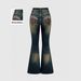 Women's Clothing Slim Fit Embroidered Flared Jeans Vintage Embroidered Flare Jeans For Women - Stretchy High-Waisted Denim Pants With Retro Wash_mkmklike.com