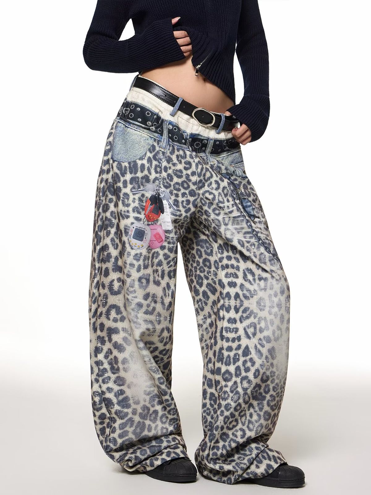Men’s Retro Straight-Leg Jeans – High-Waisted Cotton Denim Pants With Leopard Print & Distressed Wash (M-3XL, Streetwear Essential)_mkmklike.com