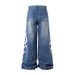 Men Women Washed Stylish Printed Jeans Trendy Retro Wide Leg Loose Straight Leg Pants High Street Cross Border 2025_mkmklike.com
