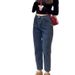 Fleece-Lined Pear-Shaped Body Harem Stretch Jeans For Women New Autumn Winter Plus High Waist Slimming Large Size_mkmklike.com