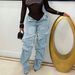 "Button-Front Relaxed Denim Pants - Decorative Stitching & Loose Fit (Blue/Light Blue/Dark Gray, S-XXL)"_mkmklike.com