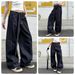 Unisex American Streetwear Baggy Jeans - Oversized Scythe Cut With Detachable Belt (Deep Blue, S-3XL, Low-Rise Straight Leg)_mkmklike.com