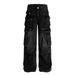 Functional Style Personality Multi-Pocket Denim Cargo Men's Punk Washed Vintage Design Loose Straight Pants_mkmklike.com