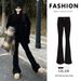 Black Slim-fit Micro-flare Jeans For Women, 2026 Spring/autumn New Style, High-waisted, Slimming, Petite-friendly,_mkmklike.com