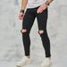 Men's Stretch Skinny Jeans With Distressed Details - Comfortable Slim Fit Denim Pants For Casual Wear_mkmklike.com