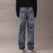 Men's Clothing Trendy Washed Printed Straight Jeans For Men Slightly Loose And Comfortable American Style Autumn And Winter Long Pants For Men_mkmklike.com