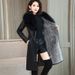 Women's large fur collar winter fur coat women plus fleece thickened medium long_mkmklike.com