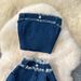 Women's Clothing Hot Girl Outfit Feminine Raw Edge Sleeveless Top Vest High Waist Fishtail Skirt Denim Two Piece Suit_mkmklike.com