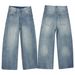 LKTM Men's Retro Bamboo Pattern Curved Jeans Summer Wide Leg Pants Trendy Archer0603 Men's Wear for Unisex_mkmklike.com